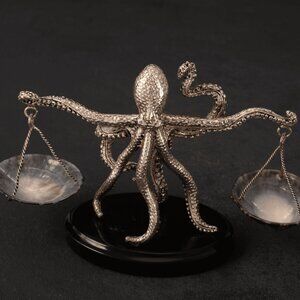 Silver Plated Libra with 2 Oval Limpet shell